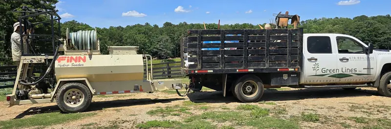 Our hydroseeding rig on the job