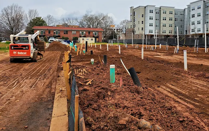Commercial site prep & drain lines